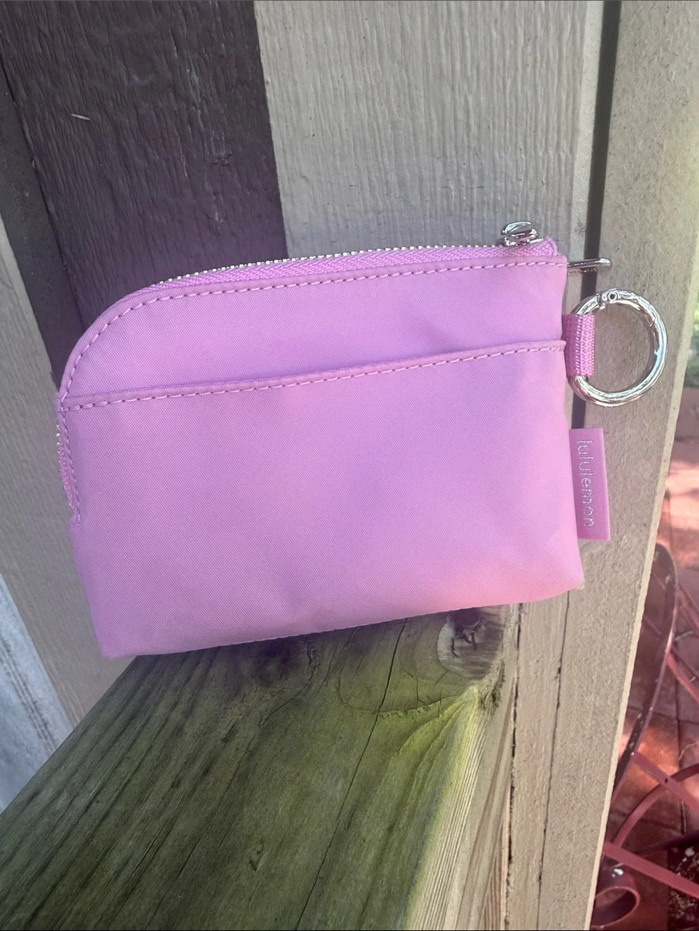 lululemon pastel pink keyring pouch